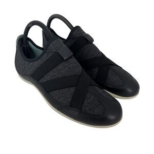Ecco Shoes Womens Size 38 Black Comfort Slip On Criss Cross Casual Flats Walking